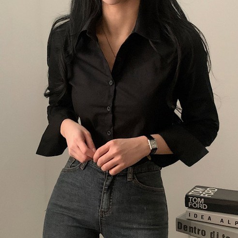 [랜덤플레이] 출근룩 레이어드 크롭 블라우스 셔츠