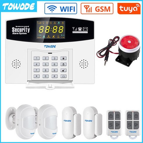 자동차경보기 자동차도난방지TOWODE 홈 보안 시스템 경보 GSM WIFI 스마트 Tuya olor LCD 디스플레이 도난, 03 Kit 3_02 미국 플러그, 02 Kit 2_03 AU 플러그
