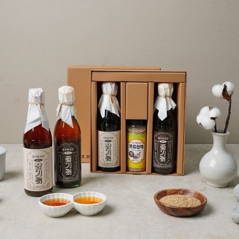 미미의 밥상 [미미방앗간] 순수 참기름+들기름+통참깨 선물세트, 1개, 350ml