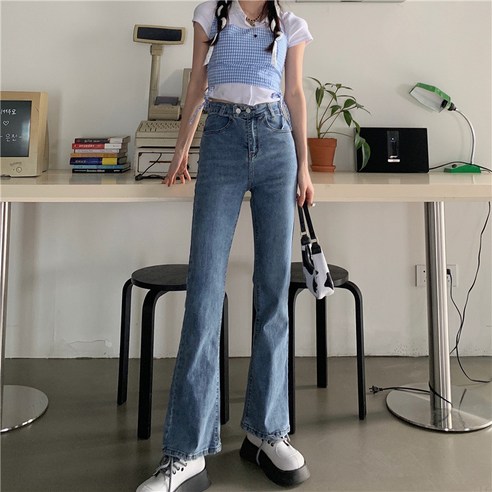 DFMEI.Denim pants.청바지 여자 개성 날씬해 보이고 트임 심기장