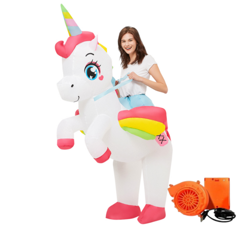 더루비샵 에어슈트 할로윈 코스프레의상 공룡풍선옷, 1개, L(키150-190) 레인보우 유니콘