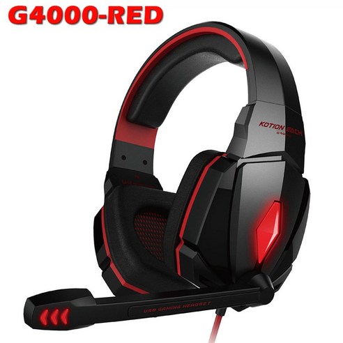 게임 헤드폰 게임 헤드셋 저음 스테레오 오버 헤드 이어폰 Casque PC 노트북 마이크 유선 헤드셋 컴퓨터 PS4 Xbox 용, G4000  Red|러시아
