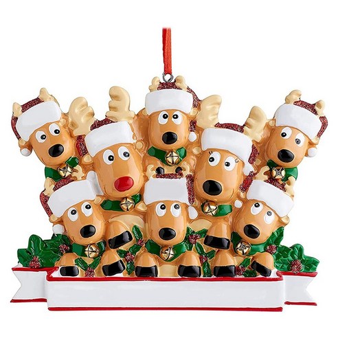 8 크리스마스 트리 장식품의 맞춤 사슴 가족 - 귀여운 산타 사슴 겨울 선물 (사슴 가족 8), 하나, 보여진 바와 같이