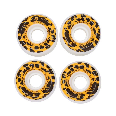 Retemporel SKMAPLE 4개 스케이트 보드 바퀴 52X32Mm PU 더블 로커 고탄력휘파람 주황색, 화이트&오렌지&블랙