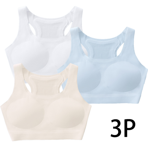 NUNUHANA 여학생 성장기 바른 자세 일체형 주니어 키즈 브라 3종 세트 DM65