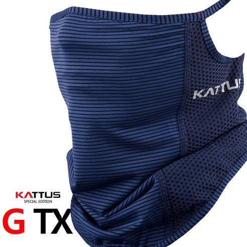 KATTUS G-TX 쿨넥워머 사계절 귀걸이타입 냉감 스포츠 마스크 자외선 차단 쿨 골크 목토시 바라클라바 멀티 부드러운 착용감, 네이비, 1개