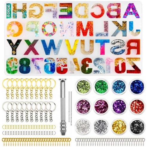 알파벳 문자 번호 실리콘 금형 100Pcs 10mm 발톱 손톱 공예품에 대한 에폭시 수지 금형, 여러 가지 빛깔의, {"사이즈":"20x20x8cm"}, {"수건소재":"실리콘"}