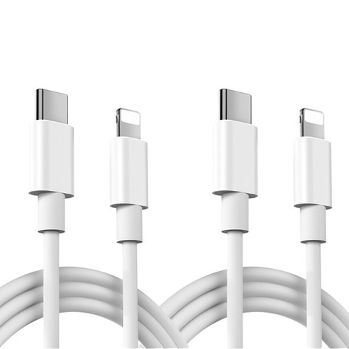비켄 USB-C 투 라이트닝 퀵 차지 충전 케이블 1m, 2개, White