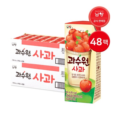 과수원 사과주스, 190ml, 48개