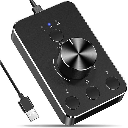Xzante 3가지 볼륨 제어 모드 및 원 클릭 음소거 기능이 있는 멀티미디어 컨트롤러 노브 오디오 조절기, 검은 색