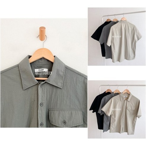 영앤클래시 남자 사파리 반팔 셔츠 와샤 나일론 바스락 셔츠 M올리졸리3m5w81