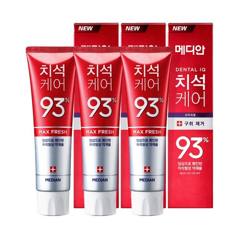 메디안 치석케어 구취제거 치약, 120g, 3개