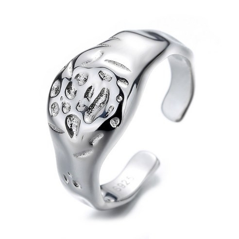 KORELAN 순은 사치 얼룩 무늬 개구부 반지 프랑스식 기질 디자인 감각 반지