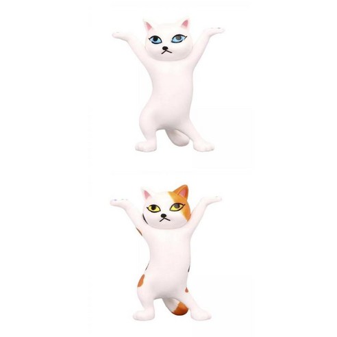 춤 귀여운 고양이 그림 장식 탁상 조각 장식 화이트 오렌지+춤 귀여운 고양이 그림 장식 탁상 조각 장식 화이트, 화이트 오렌지, 플라스틱