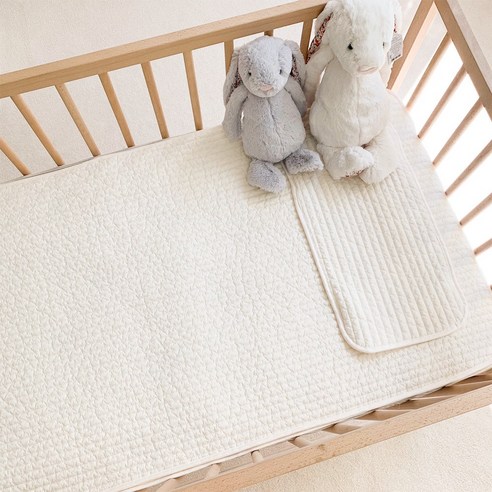 어텀31 아기 침대패드와 베개패드 세트, 양면 누빔, 아이보리색, 1세트 
유아동침구