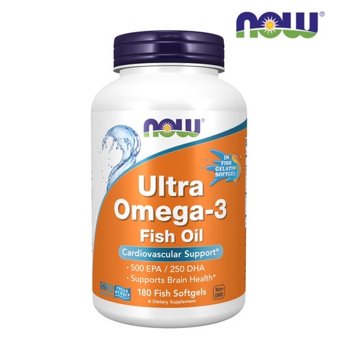나우푸드 울트라 오메가 3 500 EPA & 250 DHA 1000mg 피쉬 소프트젤, 180정, 1개