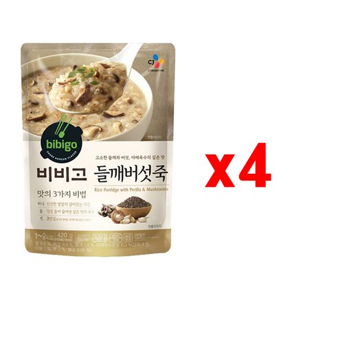 비비고 들깨버섯죽, 420g, 4개