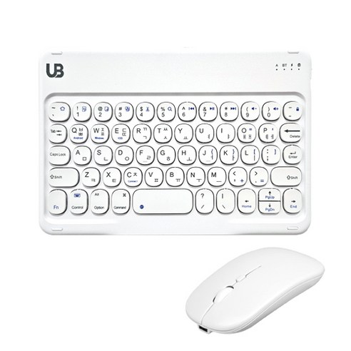 UB BK2 동글 블루투스 키보드+듀얼 마우스 세트, 화이트 set 스몰, 텐키리스