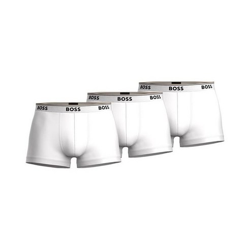 Hugo Boss 휴고 보스 맨즈 파워 3-Pk. 트렁크 언더웨어 - 화이트