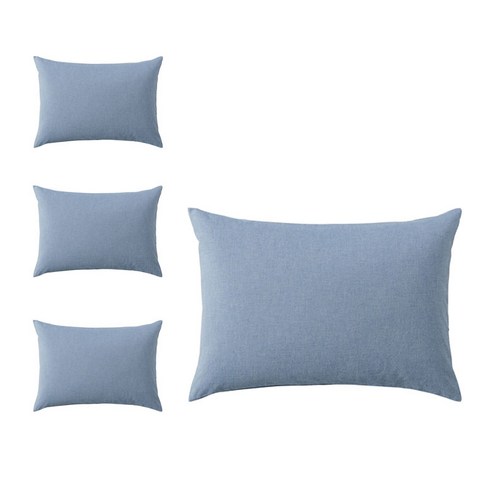 무인양품 MUJI 워싱면 베개 커버 4장 4547315068340, 스모키블루