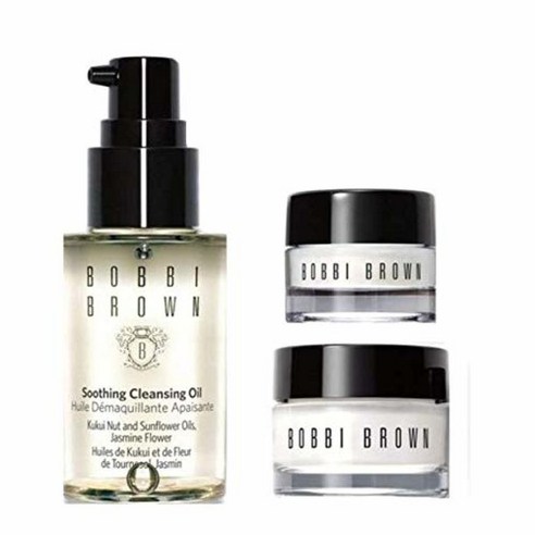 바비브라운 The Minis Skincare MustHaves Set: 수딩 클렌징 오일 하이드레이팅 아이 크림 비타민 농축 페이스 베이스, 1개
