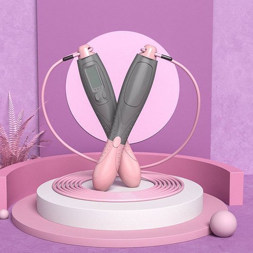 YAPOGI 노라인 줄넘기 헬스 운동용품 카운터 조절 가능 줄넘기, 하나, 그레이 핑크 로프 스타일