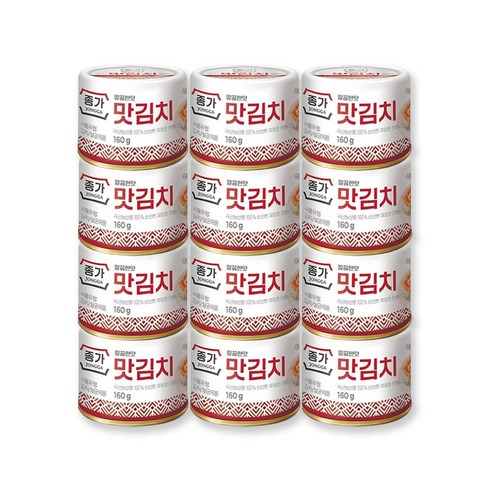 종가집 깔끔한 맛김치 통조림 160gX12, 160g, 12개