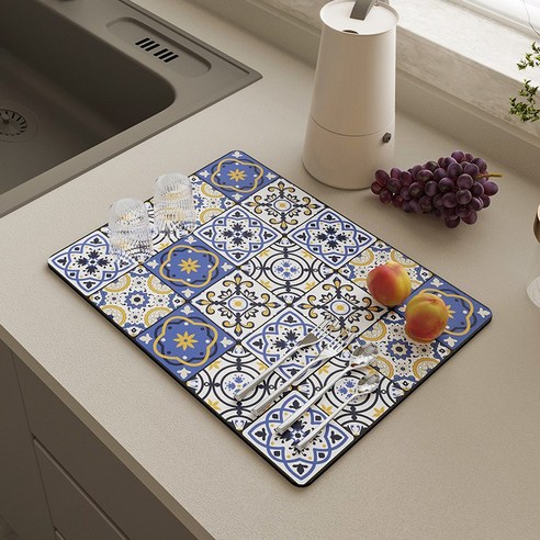 포유 바로크 규조토 설거지 식기 건조 드라잉 매트, 바로크 규조토 드라잉매트(D), 40x30cm