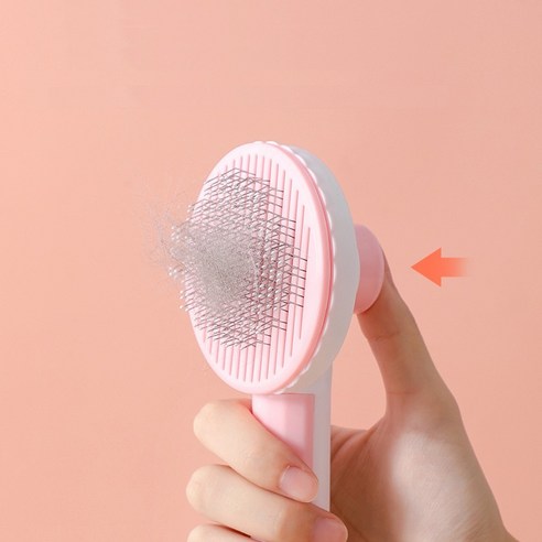 콘티A 원터치 강아지 고양이 빗 브러쉬 말티즈 포메라니안 포메 푸들 비숑 단모종 장모종, 핑크, 2개