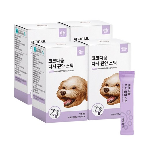 코코다움 다시편안스틱 강아지 기관지 협착 기침 켁켁 호흡기 건강 12g x 30포x4박스, 호흡기/기관지, 360g, 4개