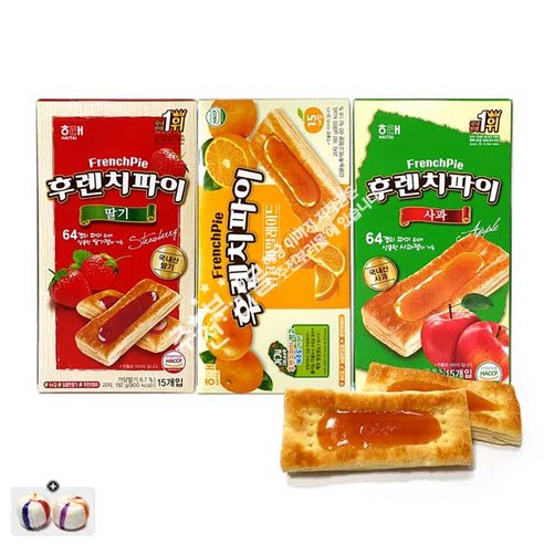 해태 후렌치파이 감귤 1통+후렌치파이 딸기 1통+후렌치파이 사과 1통+자색옥춘사탕 20g 세트