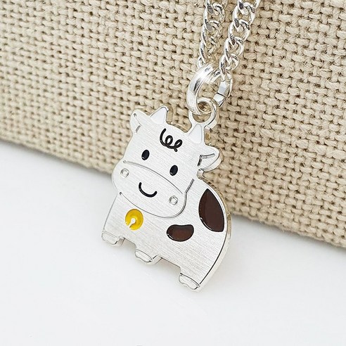 [쿨젬]925정품 소 가족 실버 미아방지 목걸이