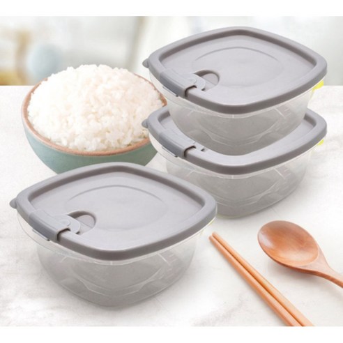 밥맛을 살려주는 전자레인지 냉동밥 용기 350ml, 4개, 그레이