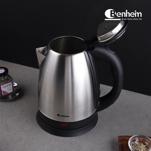 9,800원으로 완성하는 주방의 품격, 벤하임 1.8L 스텐 무선 전기주전자