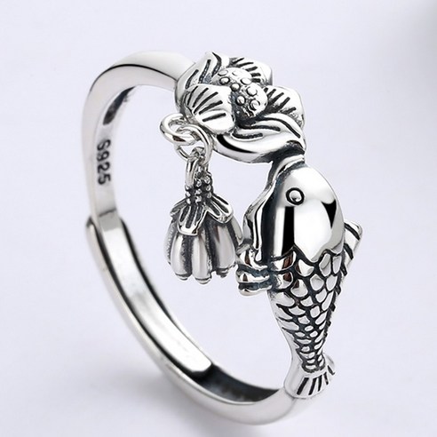 원조 실버(3만개완판) 물고기 연꽃 행운 은반지 상표등록 파세토 팔색조패션