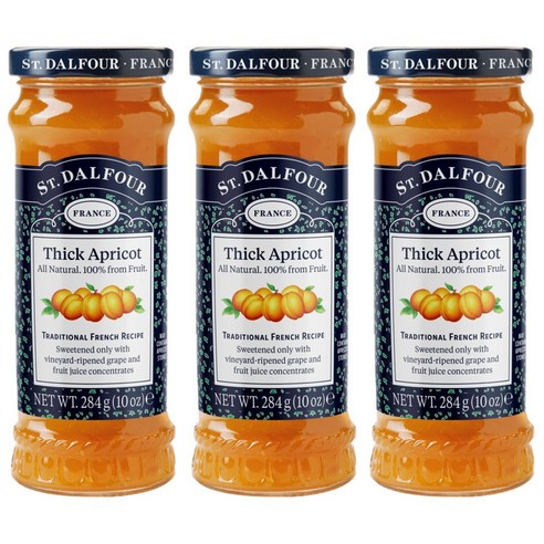 샹달프 디럭스 스프레드 과일잼 284g, 살구(Thick Apricot), 3개