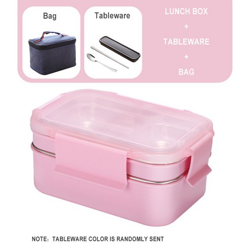 304 Stainless Steel Lunch Box for Kid New Two-layers Bento Box for Student Food Container with Table, Pink suit