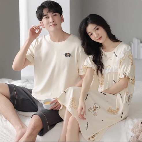 여름밤의 사랑을 속삭이는 부드러운 속삭임, ANYOU 커플 잠옷 남성잠옷