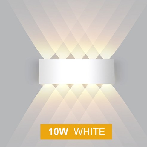 [FNJ] Ip65 Led 벽 램프 야외 방수 정원 조명 알루미늄 Ac86-265 실내 침실 거실 계단 벽 빛, 쿨화이트(5500-7000K)_화이트 10W