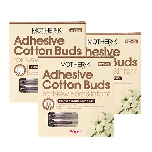 마더케이 네이처 신생아 점착 면봉, 50개입, 3개
