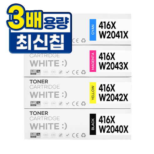 HP 416X W2040X 대용량 재생 호환 토너, 1개, W2040X 4색세트