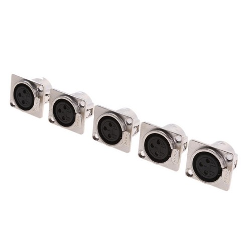 5x 암 소켓 3핀 XLR 잭 소켓 패널 실장 커넥터, 설명, 금속, 설명