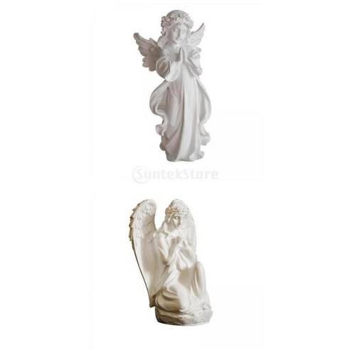 2pcs 천사 동상 장식 탁상 홈 장식 천사기도 입상 화이트, 수지, 하얀