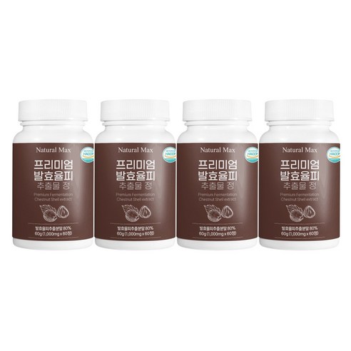 내추럴맥스 프리미엄 발효율피 추출물 정 60정 1병 2개월분, 4병, 60g