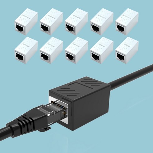 니즈웰 RJ45 젠더 8P8C 랜연장 키스톤잭 커플러, 10개, 화이트