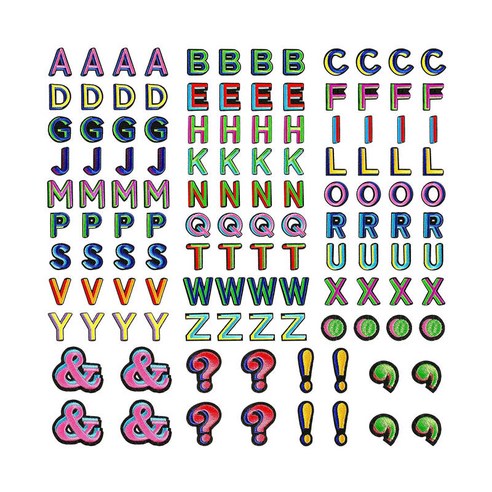 124x 알파벳 문자 패치 철/셔츠 옷 가방에 수 놓은 바느질, 여러 가지 빛깔의, 구조