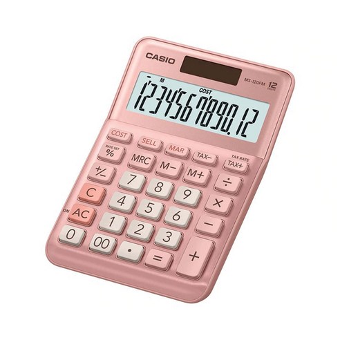 카시오 미니 컬러 일반 계산기 MS-120FM, 핑크, 1개