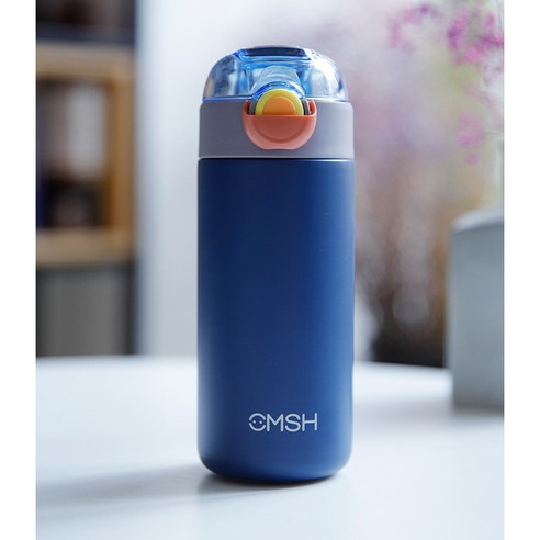 DFMEI 스테인레스 스틸 절연 물 컵 남녀 고가 휴대용 컵 빨대, DFMEI 파란색, 340ml