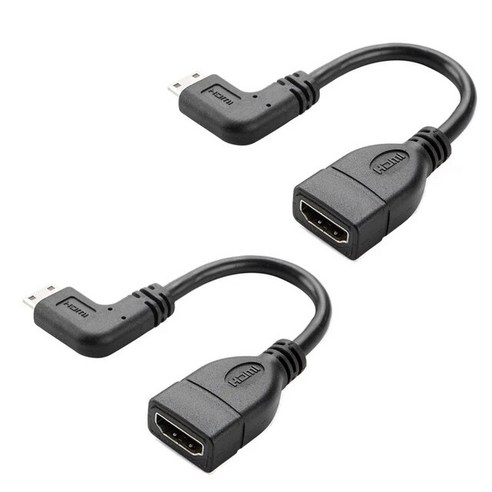 2X 미니 HDMI - HDMI 케이블 케이블 생성 0 5Ft 90도 직각 미니 HDMI, 01 Black