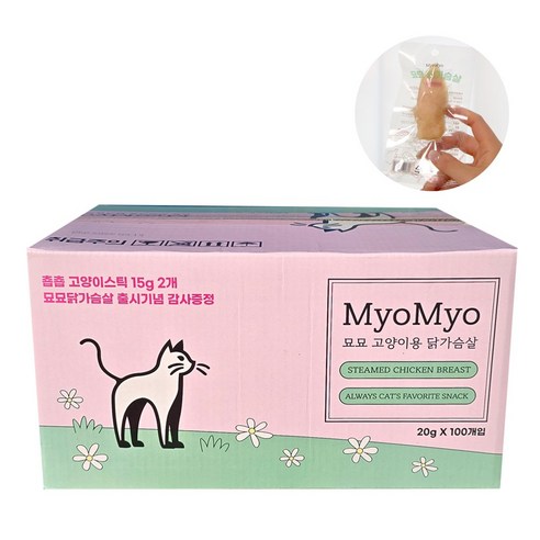 묘묘 고양이 닭가슴살 고양이 간식, 100개, 20g, 닭고기